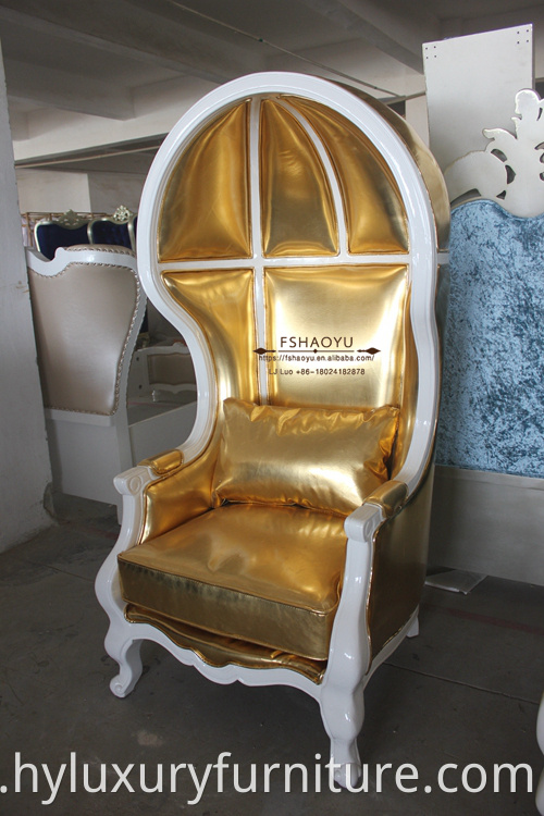 gold pu leather royal gold dining king throne chair, canopy wedding king chair